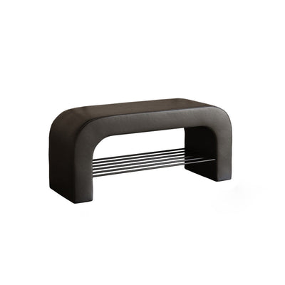 Banc de rangement moderne minimaliste en agneau rectangulaire long en cuir PU avec fer, 1 étagère pour les entrées 