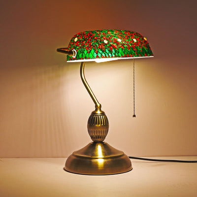 Contemporary Boho Iron Glass Rectangular Mosaic Zipper 1-Light Table Lamp For Bedroom