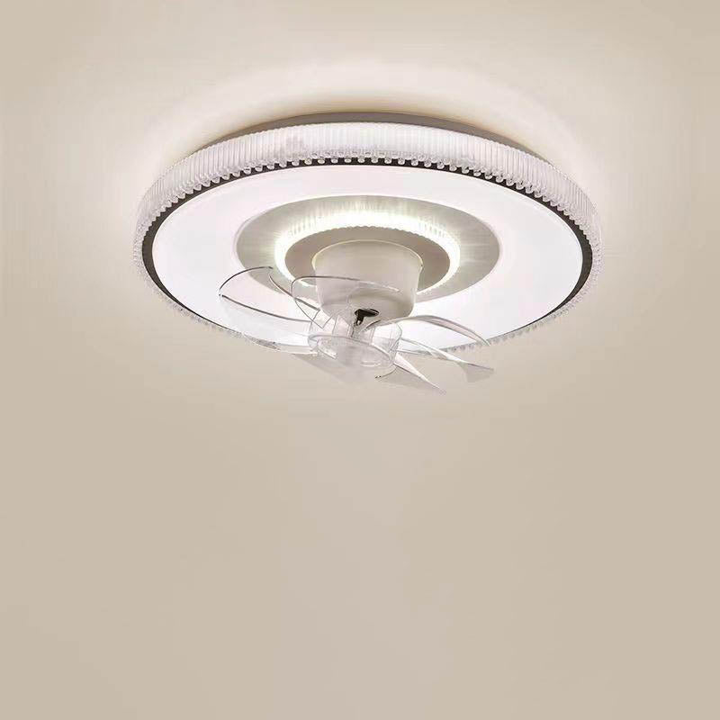 Moderner minimalistischer runder Hardware-LED-Deckenventilator mit Deckenleuchte für das Wohnzimmer 