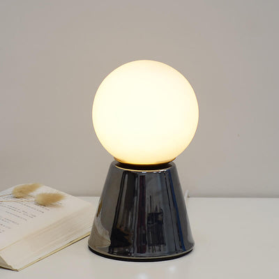 Modern Creative Orb Moon Ceramic Glass USB LED Night Light Table Lamp