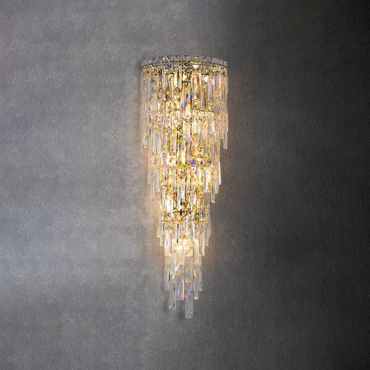 Zeitgenössische Luxus Kristall Quaste Halb Pfosten 1-Licht Wandleuchte Lampe für Wohnzimmer 
