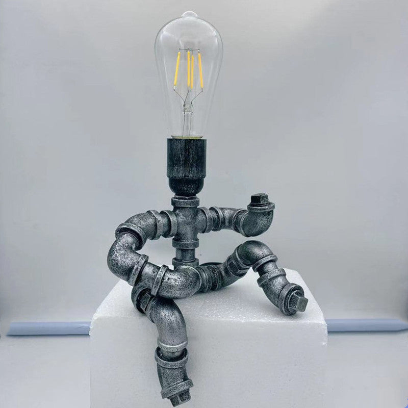 Lampe de table à 1 lumière au design robotique en tuyau d&