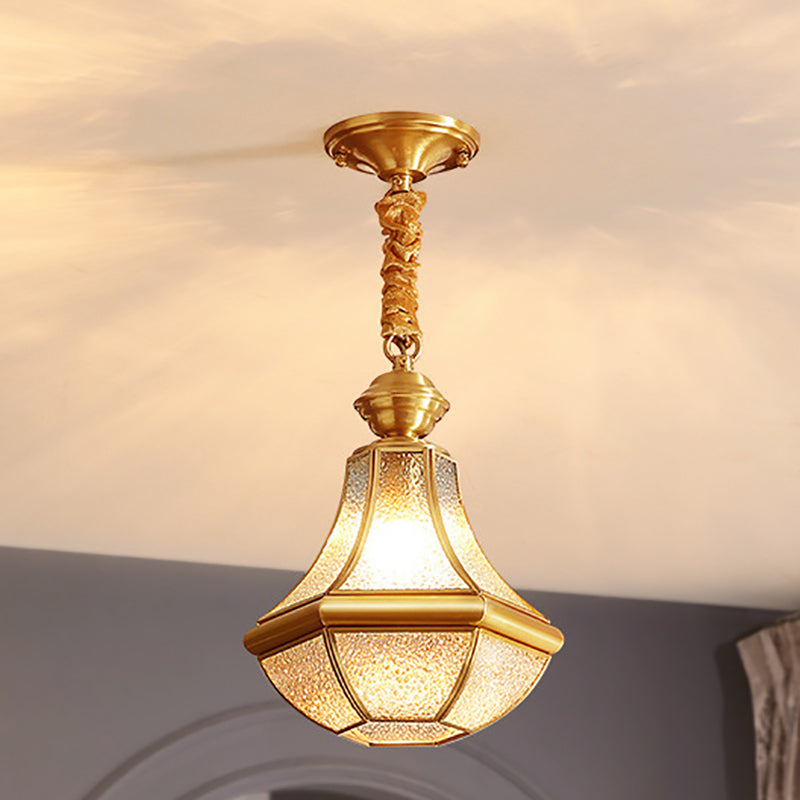 Moderne Luxus Gold Finish Rahmen geometrische Glas Schatten 1-Licht Pendelleuchte für Schlafzimmer 