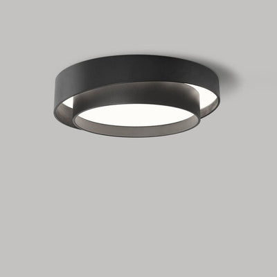 Simplicité Contemporaine Plafonnier LED en Fer à Deux Couches avec Abat-jour Rond pour Salon 