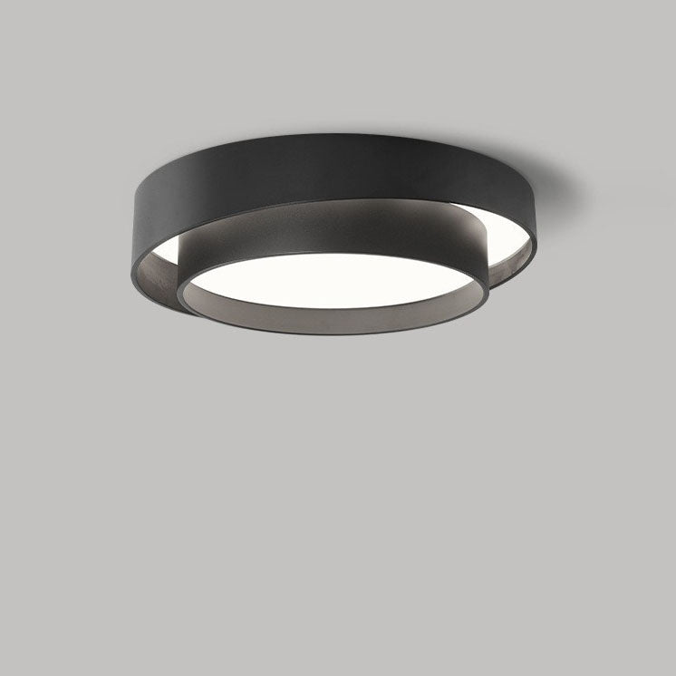 Simplicité Contemporaine Plafonnier LED en Fer à Deux Couches avec Abat-jour Rond pour Salon 