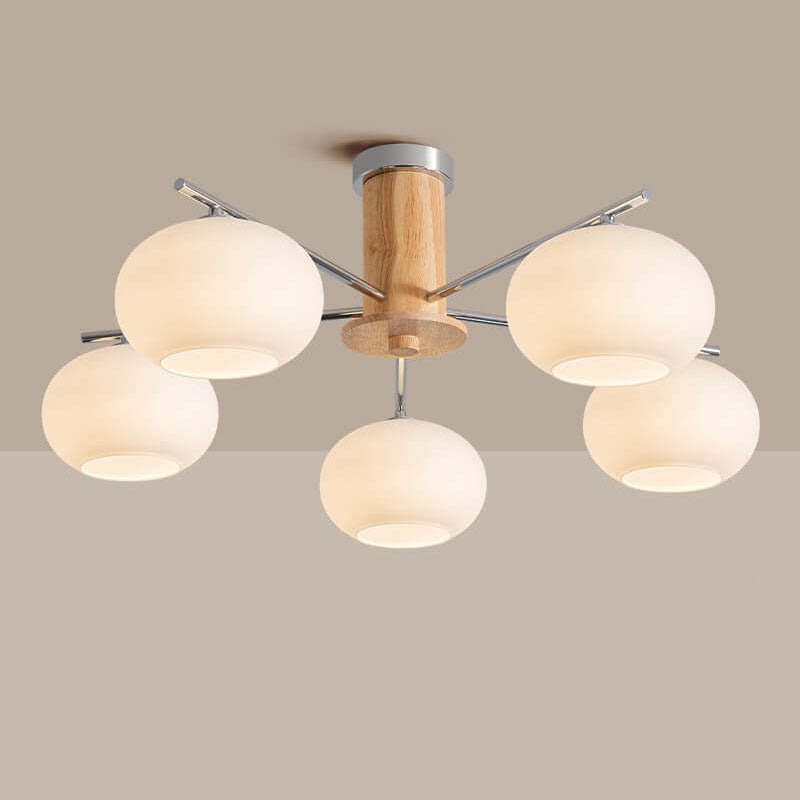 Candelabro de 3/5/6/8 luces con rayas de vidrio y herrajes de madera de simplicidad moderna para sala de estar 