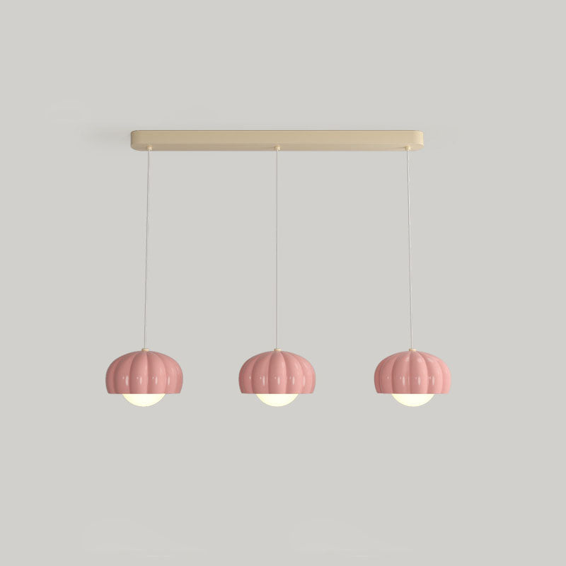 Moderne minimalistische Creme-Pod-Aluminiumharz-PE 1/3-Licht-Insel-Licht-Kronleuchter für Esszimmer 