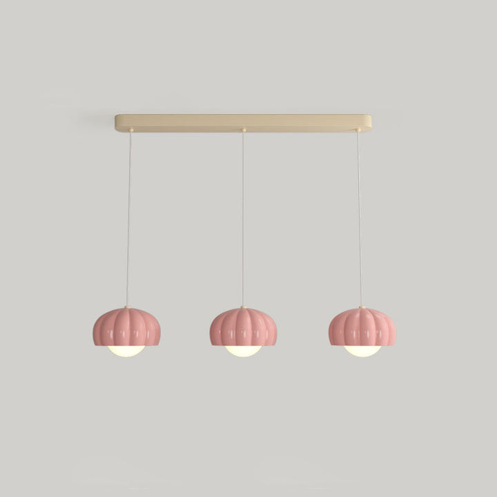 Moderne minimalistische Creme-Pod-Aluminiumharz-PE 1/3-Licht-Insel-Licht-Kronleuchter für Esszimmer 