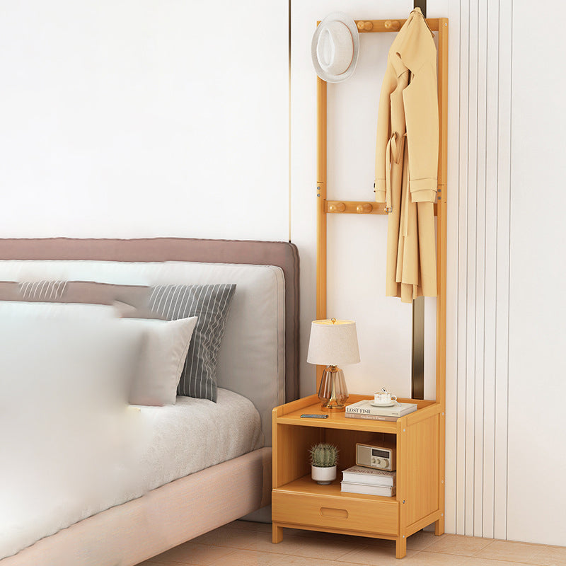 Portemanteau rectangulaire minimaliste moderne en bambou avec panneau de densité, table de nuit avec 1/3 tiroir pour chambre 