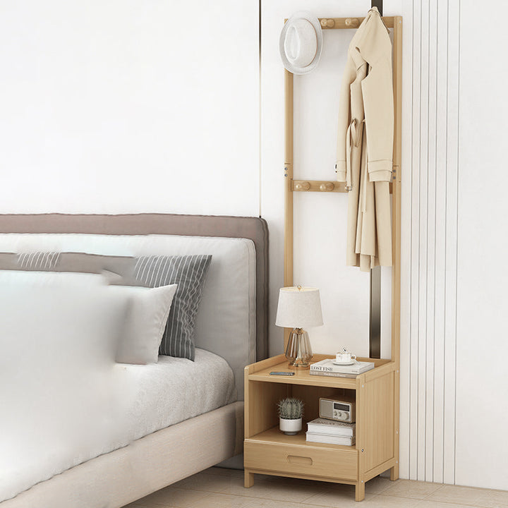 Modern Minimalist Rectangular Coat Rack Nan Bamboo MDF Nightstand 1/3 Drawer For Bedroom
