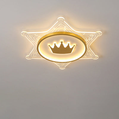Moderne Art Deco Crown Runde Pentagon Acryl Eisen LED Unterputz Deckenleuchte für Wohnzimmer 