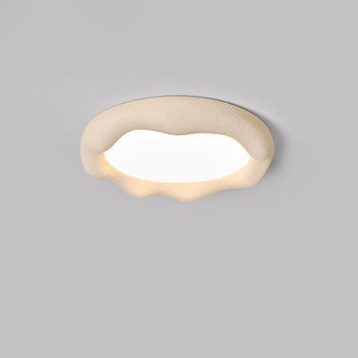 Plafonnier LED Rond en Fer et Fibre de Verre Minimaliste Moderne Crème pour Salon 