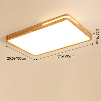 Moderne unbedeutende quadratische hölzerne Acryl-LED-Unterputz-Deckenleuchte für Schlafzimmer 