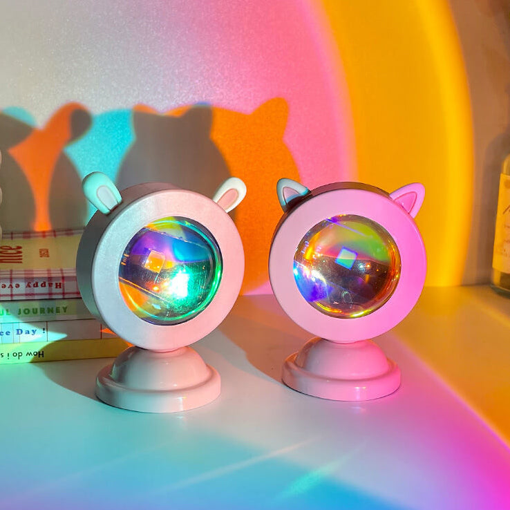Zeitgenössische kreative rosa Katzenohr-Form LED USB Umgebungslicht Tischlampe für Schlafzimmer 