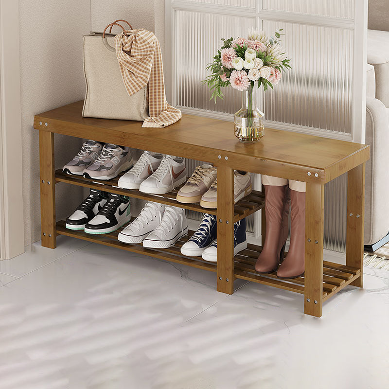 Moderner minimalistischer rechteckiger Heather Bambus Schuhschrank mit 2 Regalen für Eingangsbereiche 