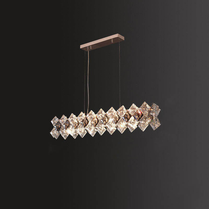 Lustre contemporain en cristal de luxe avec matériel plaqué en cercle de diamant 5/6/7/8/10/14 lumières pour salon 