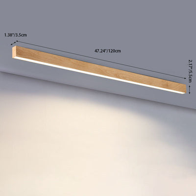Modern Minimalist Wood Grain Aluminum Strips LED Flush Mount Ceiling Light