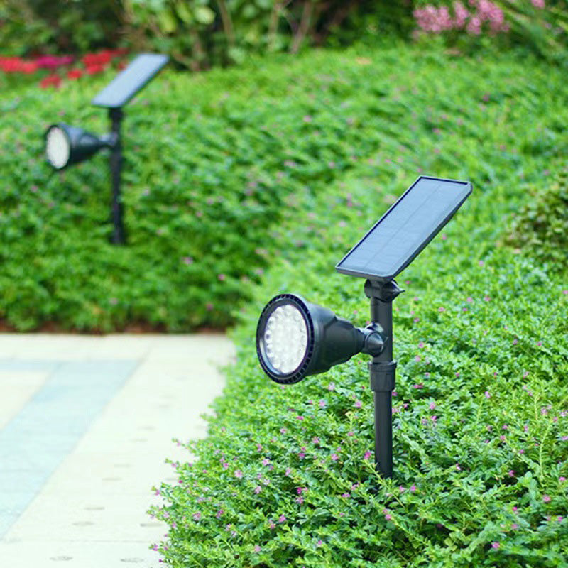 Projecteur LED Solaire Étanche en ABS Industriel Contemporain pour Pelouse avec Piquet pour Patio Extérieur 