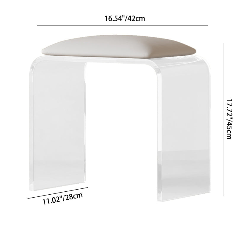 Modern Minimalist Rectangular Acrylic Faux Leather Vanity Stool For Bedroom