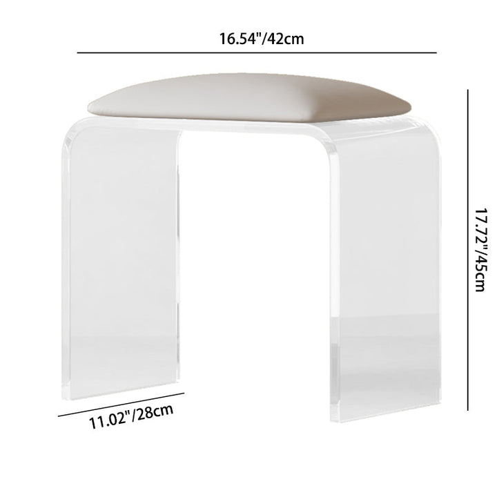 Modern Minimalist Rectangular Acrylic Faux Leather Vanity Stool For Bedroom