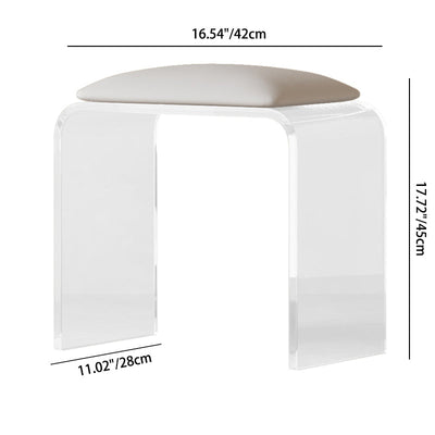 Tabouret de vanité en cuir acrylique rectangulaire minimaliste moderne pour chambre 