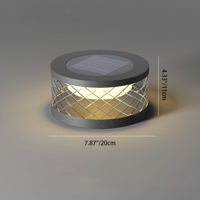 ضوء حديقة خارجي LED دائري يعمل بالطاقة الشمسية من الفولاذ المقاوم للصدأ بتصميم بسيط وحديث 