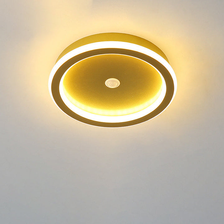 Plafonnier LED en fer aluminium PVC à montage affleurant rhombique rond minimaliste moderne pour salon 