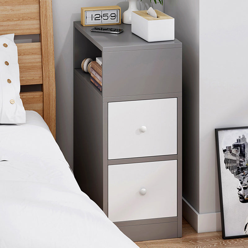 Table de chevet contemporain scandinave carré avec panneau artificiel, 2 tiroirs pour chambre 
