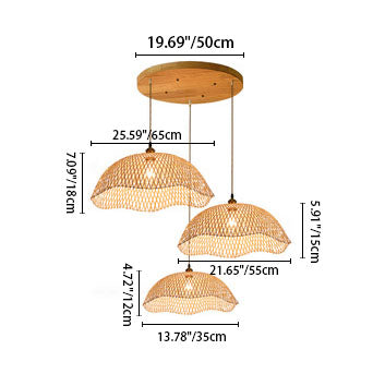 Modern Minimalist Weaving Bamboo Lanterns 3-Lights Chandelier