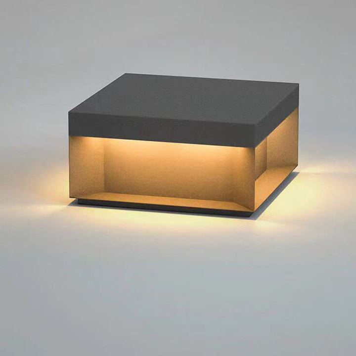 Moderne minimalistische einfache Edelstahl-Glas-Würfel-LED-Solar-Außenlandschaftsleuchte für die Außenpatio 