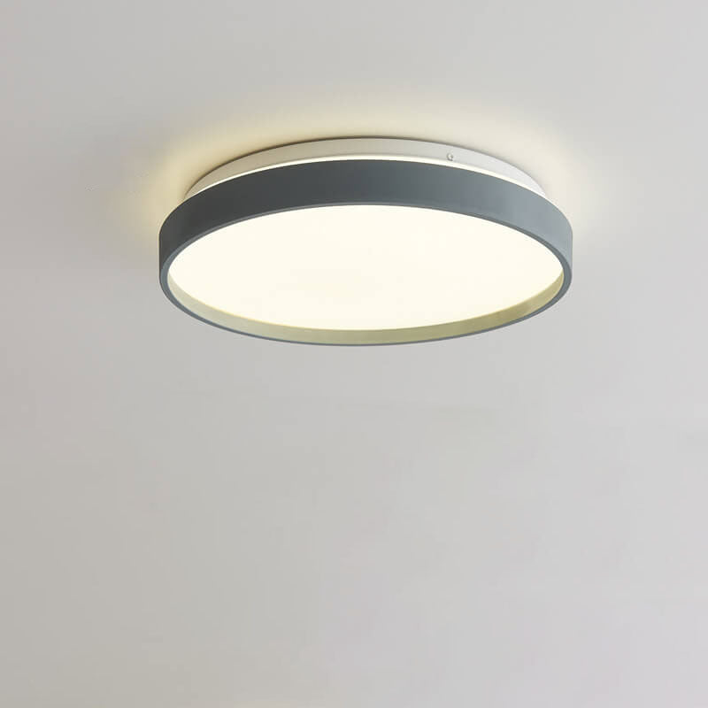 Modern Minimalist Round Solid Color Acrylic Iron LED Flush Mount Ceiling Light For Living Room &amp; Bedroom