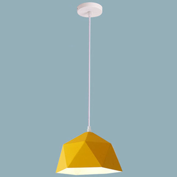Lámpara colgante geométrica de hierro en forma de rombo con 1 luz de macarrón moderno 