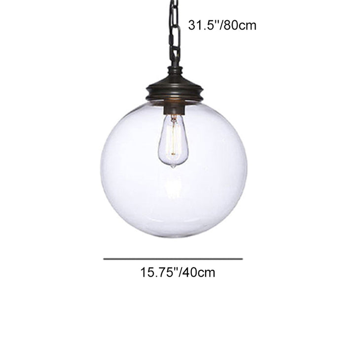 Contemporary Industria Clear Glass Iron Orb 1-Light Pendant Light For Living Room