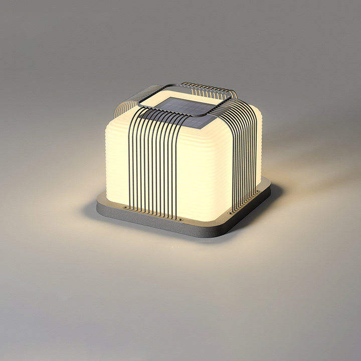 Lumière paysagère LED en acier inoxydable étanche solaire de simplicité moderne pour jardin, lumière extérieure cubique carrée en PE 