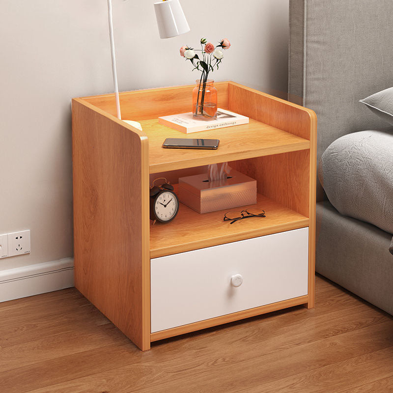 Table de chevet rectangulaire minimaliste moderne en panneau de densité avec 1/2/3 tiroirs pour chambre à coucher 