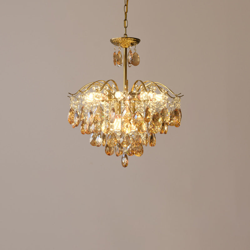 Contemporary Scandinavian Branch Crystal Iron 6/10/11/14 Light Chandelier For Bedroom