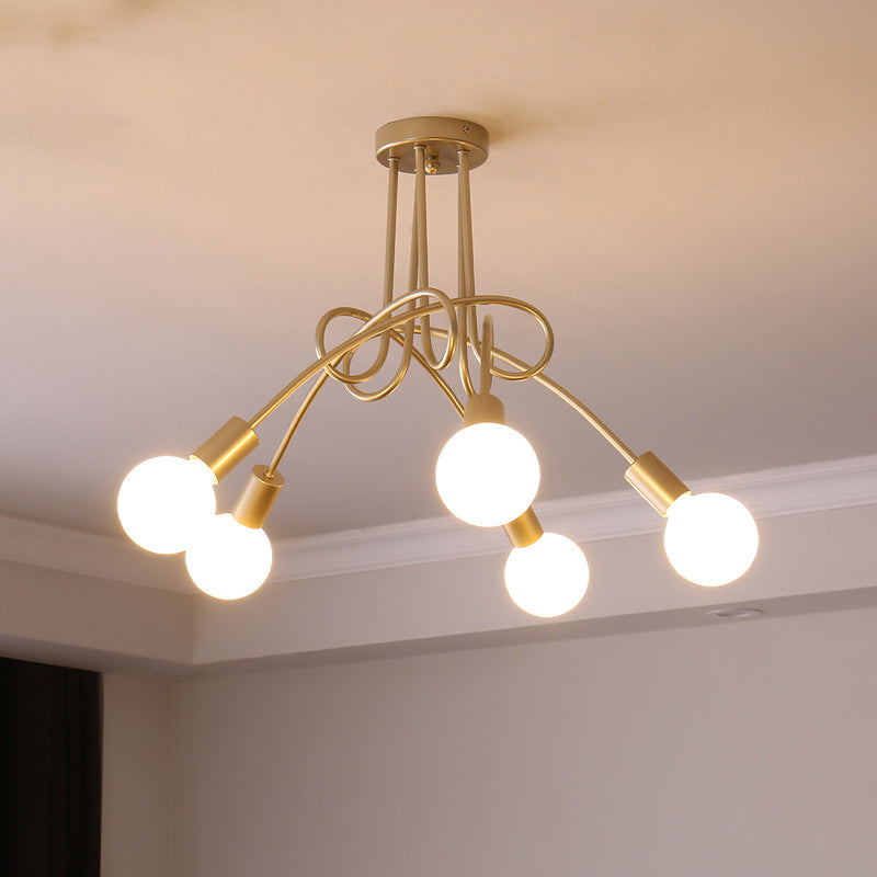 Zeitgenössischer kreativer Kronleuchter aus gebogenem Eisen mit 3/5 Lichtern für Wohnzimmer 