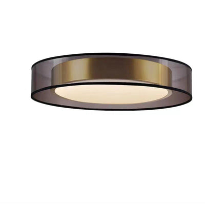 Zeitgenössische nordische Eisen-Messing-Acryl-runde LED-Unterputz-Deckenleuchte für Wohnzimmer 