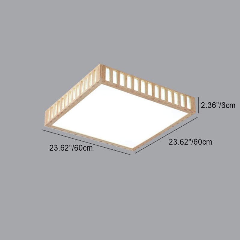 Moderne unbedeutende quadratische hölzerne Acryl-LED-Unterputz-Deckenleuchte für Schlafzimmer 