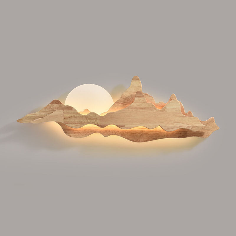 مصباح حائط LED بتصميم المناظر الطبيعية الخشبية الصينية التقليدية لغرفة المعيشة 