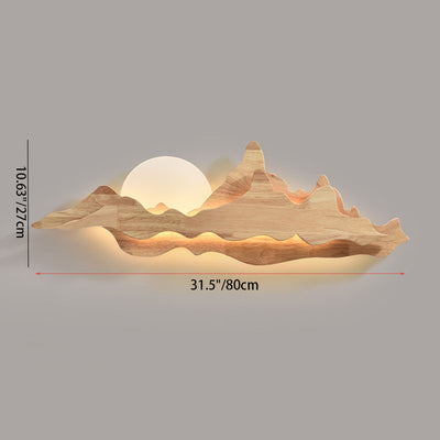 مصباح حائط LED بتصميم المناظر الطبيعية الخشبية الصينية التقليدية لغرفة المعيشة 