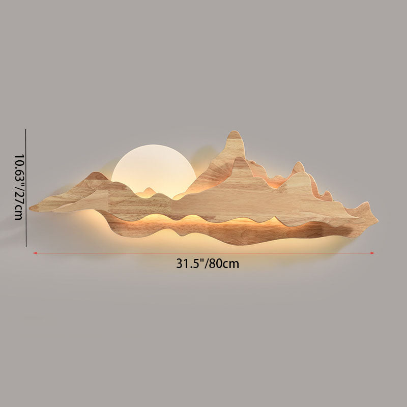 مصباح حائط LED بتصميم المناظر الطبيعية الخشبية الصينية التقليدية لغرفة المعيشة 