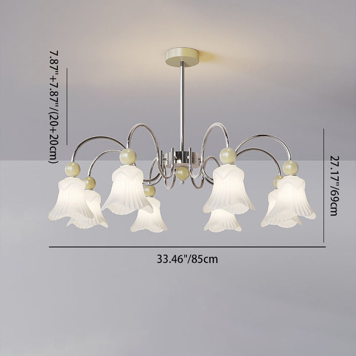 Moderne nordische Eisen-Glas-Blumenförmige Kugel 3/8-Licht-Kronleuchter für Wohnzimmer 
