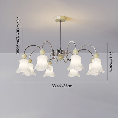 Contemporary Nordic Iron Glass Flower-Shaped Ball 3/8-Light Chandelier For Living Room