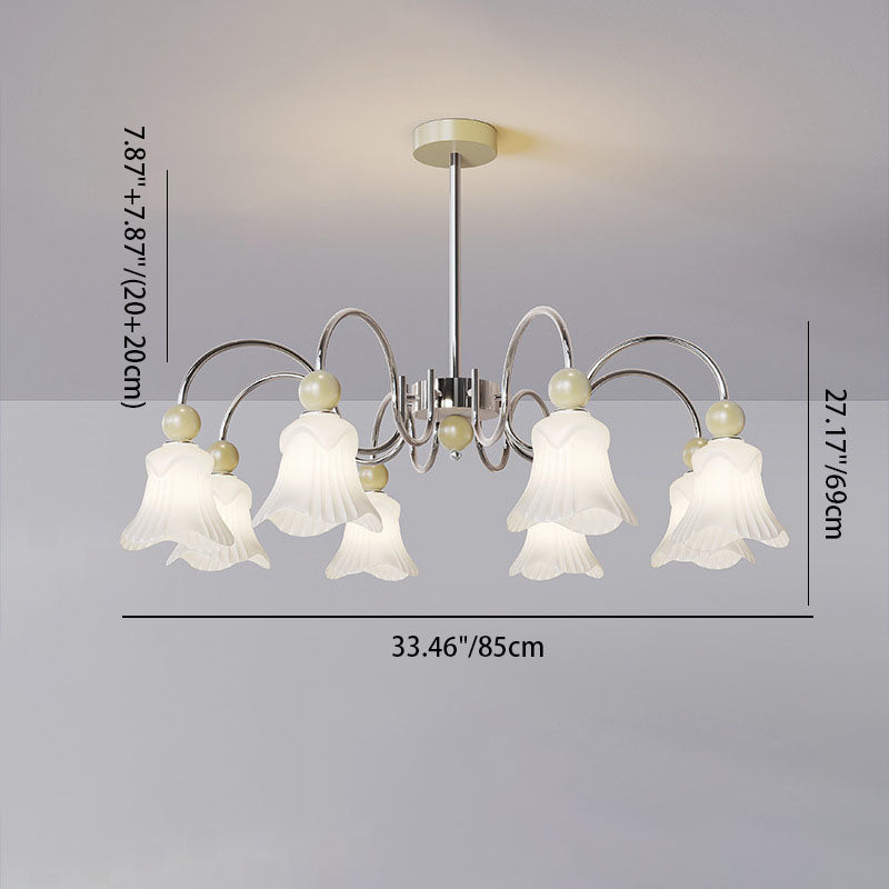 Contemporary Nordic Iron Glass Flower-Shaped Ball 3/8-Light Chandelier For Living Room