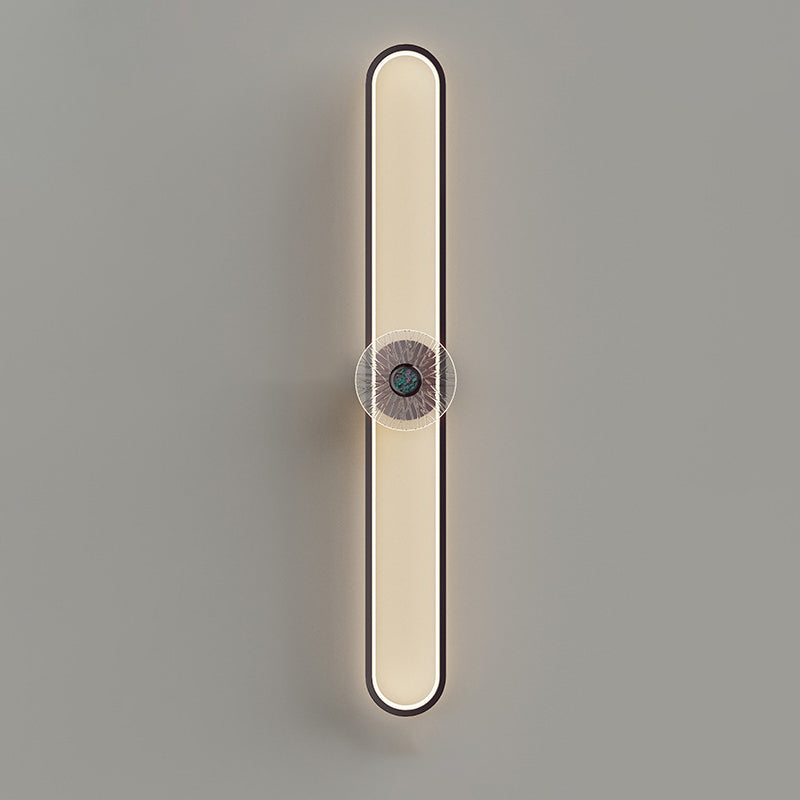 Moderne minimalistische lange ovale Hardware Aluminium LED Wandleuchte Lampe für Wohnzimmer 