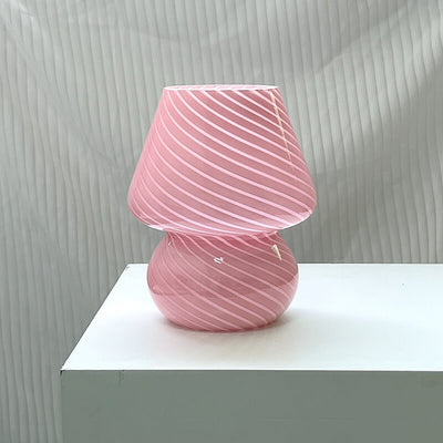 Modern Minimalist Striped Mushroom Glass 1-Light Table Lamp