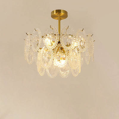 Lustre à 6 lumières en verre avec matériel ovale rond moderne de luxe pour salon 