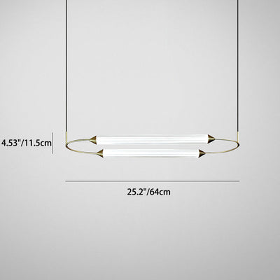 Zeitgenössische industrielle Streifen elliptische Eisen Glas LED Pendelleuchte für Esszimmer 