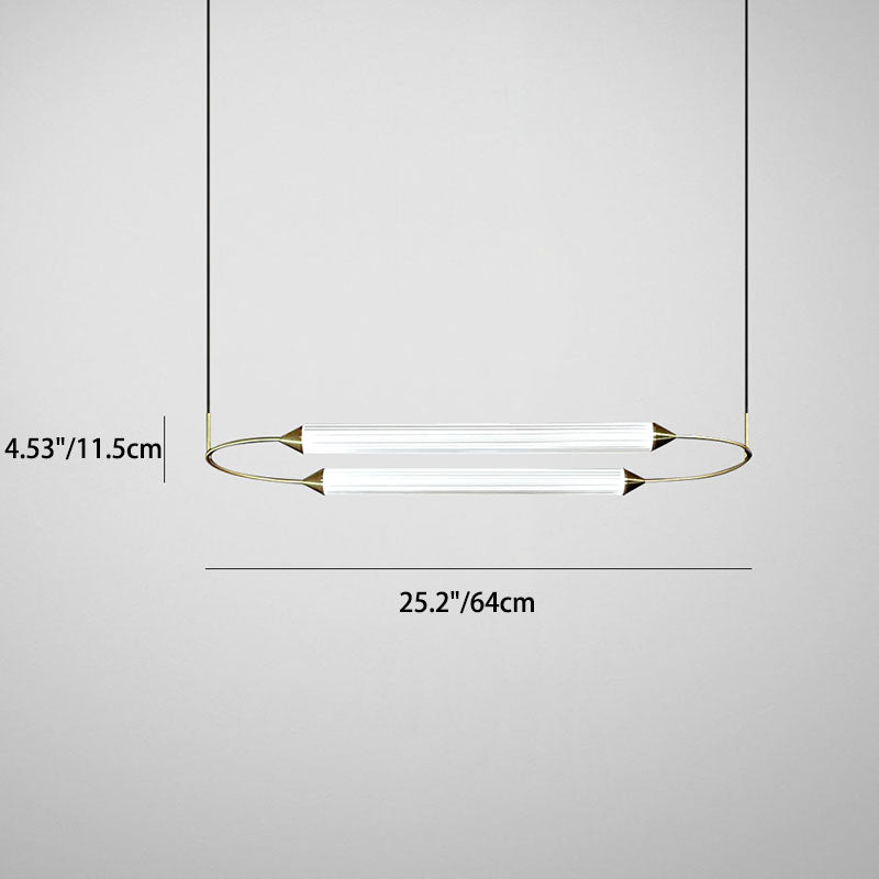 Zeitgenössische industrielle Streifen elliptische Eisen Glas LED Pendelleuchte für Esszimmer 